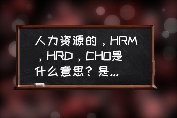 分析企业现有的人力资源状况意义 人力资源的，HRM，HRD，CHO是什么意思？是什么级别的？