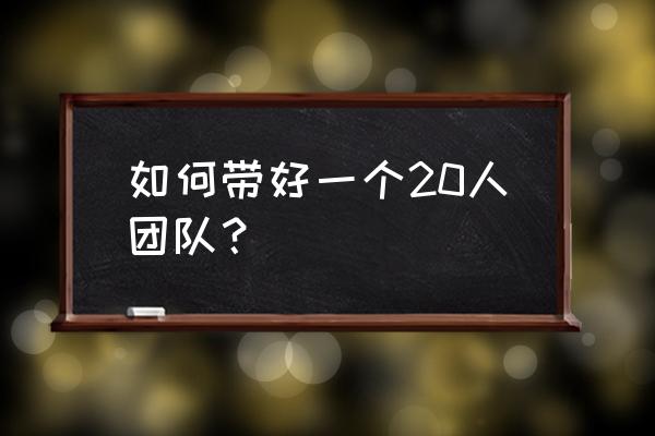 怎么抓好团队建设 如何带好一个20人团队？