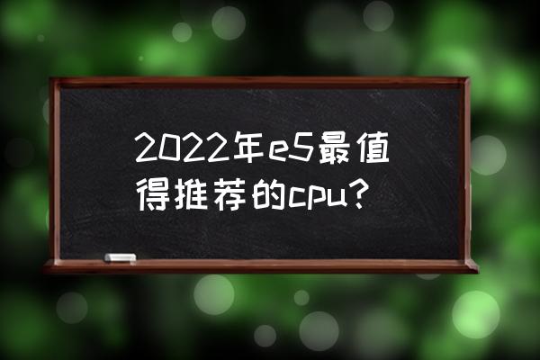 现在最流行的处理器是 2022年e5最值得推荐的cpu？