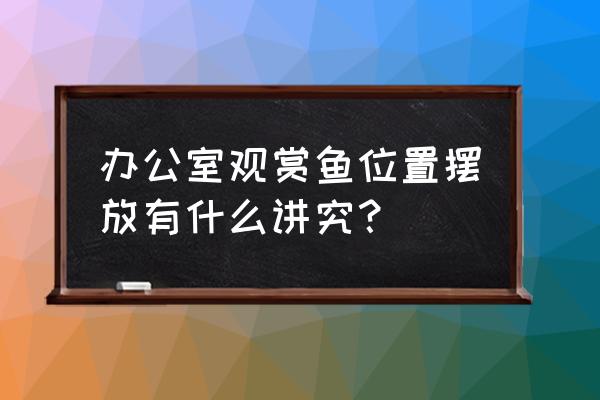 办公室养金鱼的正确方法 办公室观赏鱼位置摆放有什么讲究？