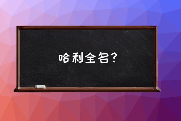 哈利波特主角名字 哈利全名？