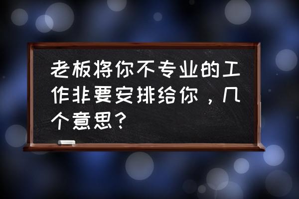 如果你是老板你会聘用现在的你吗 老板将你不专业的工作非要安排给你，几个意思？