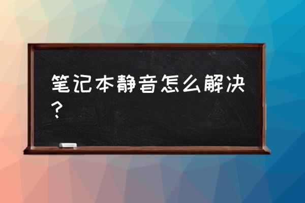 电脑怎么打开静音 笔记本静音怎么解决？